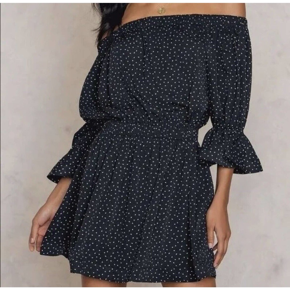 Toby Heart Ginger Sz Large All of the Stars Mini Off Shoulder Flare Sleeve Dress